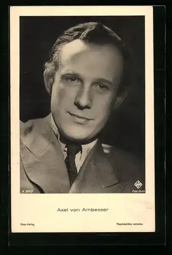 AK Schauspieler Axel von Ambesser mit freundlichem Blick