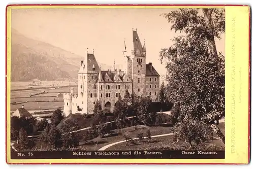 Fotografie Oscar Kramer, Wien, Ansicht Bruck an der Grossglocknerstrasse, Blick auf das Schloss Fischhorn
