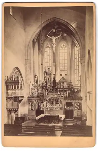 2 Fotografien F. Albert, Würzburg, Ansicht Wertheim / Main, Chörlein und Innenansicht der Stiftskirche