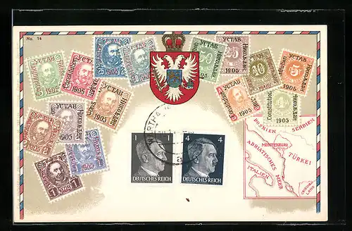 AK Briefmarken aus Montenegro
