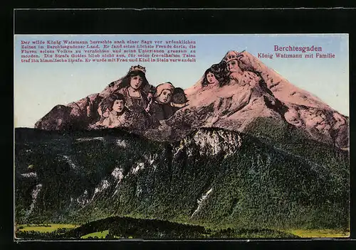 AK Berg mit Gesicht / Berggesichter, König Watzmann und seine Familie