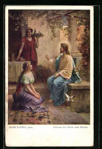 Künstler-AK Hans Zatzka: Christus bei Maria und Martha