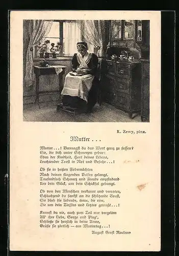 Künstler-AK Carl Zewy: Mutter, Eine Liebeserklärung an die geliebte Mutter