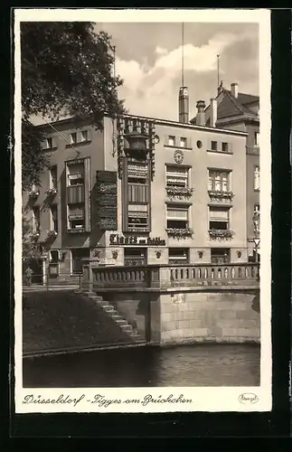 AK Düsseldorf, Gasthaus Tigges am Brückchen