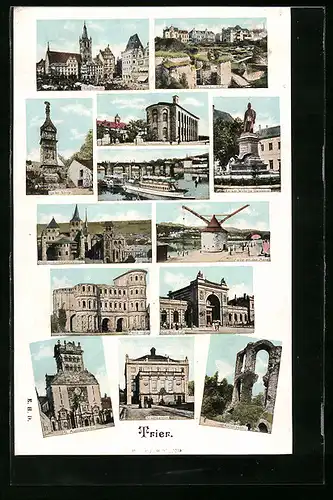 AK Trier, Dom und Liebfrauenkirche, Bahnhof und Porta Negra