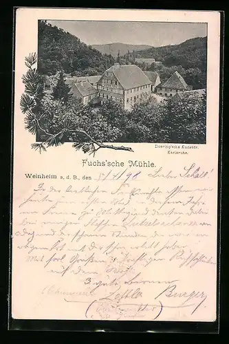 AK Weinheim, Fuchs'sche mühle aus der Vogelschau