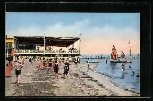AK Venezia-Lido, Besucher am Strand