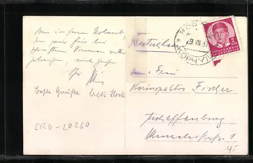 AK Korcula, Ortsansicht mit Blick auf die Berge