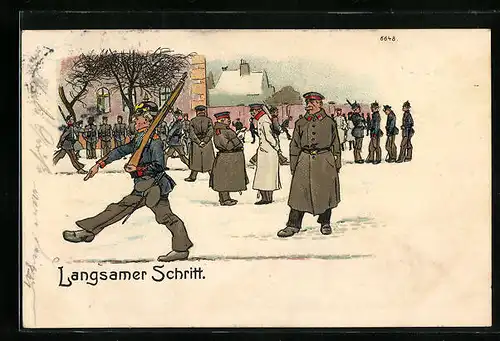AK Deutscher Soldat lernt das Marschieren im Schnee