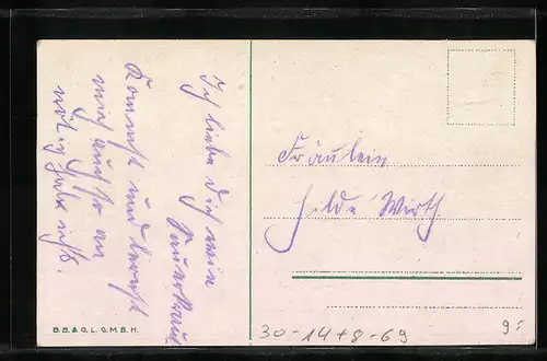 AK Frau jagt ihren Mann mit einem grossen Stock