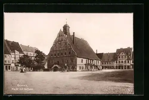 AK Grimma, Markt mit Rathaus