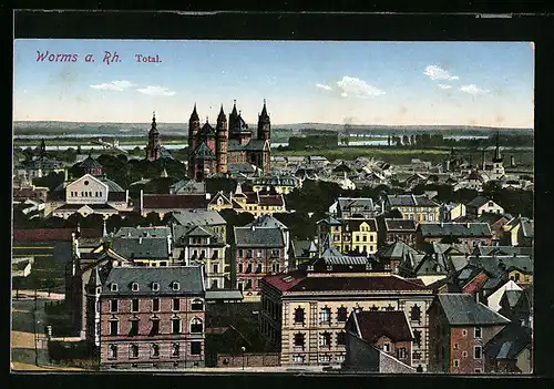 AK Worms a. Rh., Totalansicht der Stadt