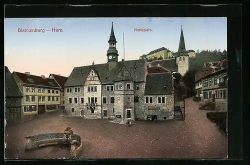 AK Blankenburg /Harz, Partie am Marktplatz