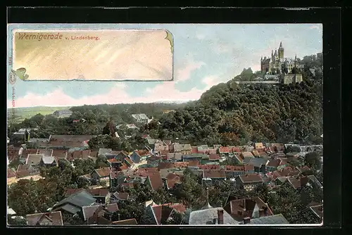 AK Wernigerode, Dächer der Stadt mit Schloss