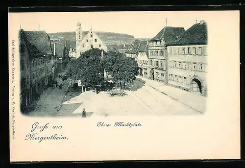 AK Mergentheim, Oberer Marktplatz mit Kirche