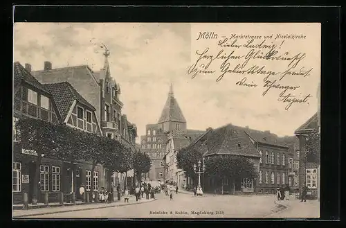 AK Mölln, Marktstrasse und Nikolaikirche