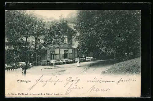 AK Rolfshagen, Gasthaus Kupfermühle mit Terrasse