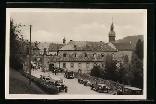 AK Hattenheim i. Rheingrau, Kloster Eberbach, Pfortenhaus mit Sandsteinportal, Hotel Weinhaus Ress