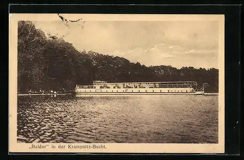 AK Potsdam, Binnenschiff Baldur in der Krampnitz-Bucht