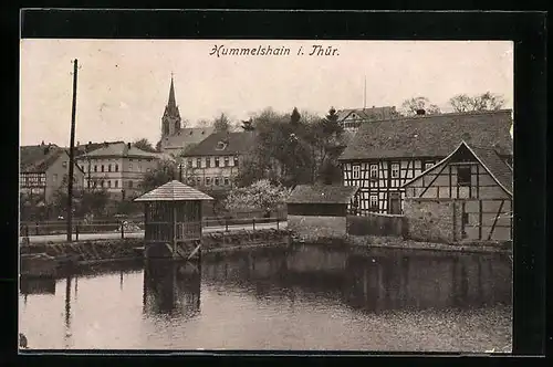 AK Hummelshain i. Th., Ortsansicht mit Kirche