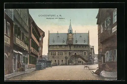AK Ochsenfurt /Main, Marktplatz mit Rathaus