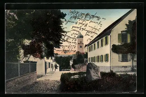 AK Isny, Partie in der Kirchstrasse mit Blick auf die Kirche