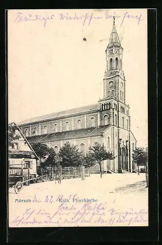 AK Mörsch, Partie an der Katholischen Pfarrkirche
