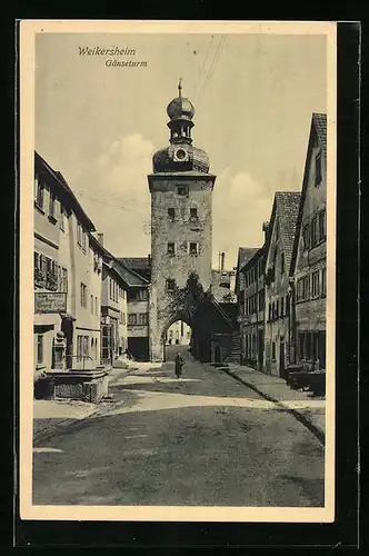 AK Weikersheim, Strassenpartie am Gänseturm