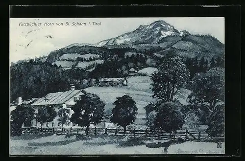 AK St. Johann, Kitzbüchler Horn von der Stadt aus gesehen