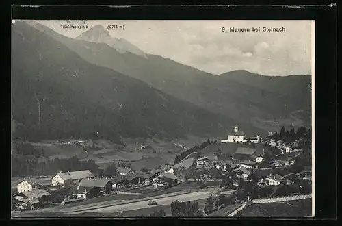 AK Mauern b. Steinach, Ortsansicht mit Kirche und den Bergen