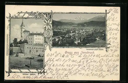 AK Innsbruck, Teilansicht gegen Süden, Schloss Ambras