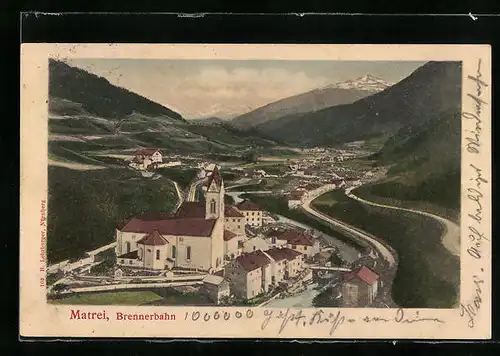 AK Matrei /Brennerbahn, Teilansicht mit Kirche