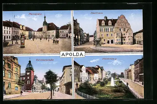 AK Apolda, Marktplatz, Rathaus und Heidenberg