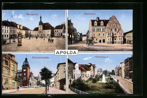 AK Apolda, Marktplatz, Stadthaus und Heidenberg