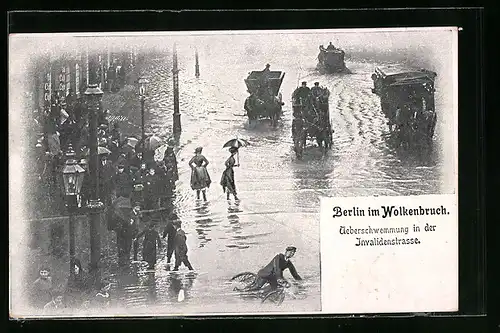 AK Berlin, Hochwasser, Überschwemmung in der Invalidenstrasse