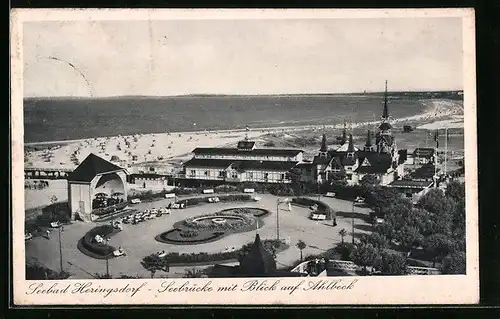 AK Heringsdorf, Seebrücke mit Blick auf Ahlbeck