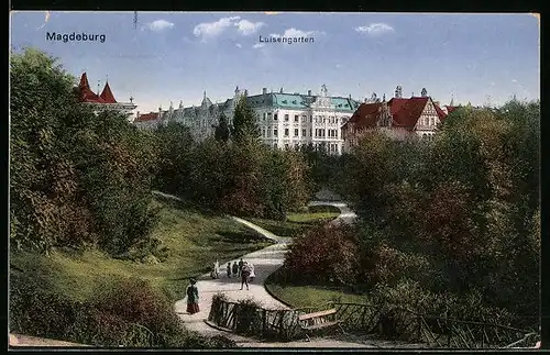 AK Magdeburg, Blick auf den Luisengarten