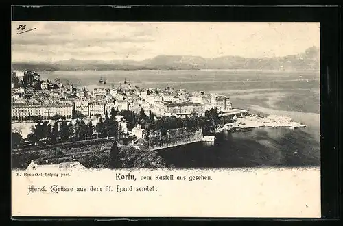 AK Korfu, Ortsansicht vom Kastell aus gesehen