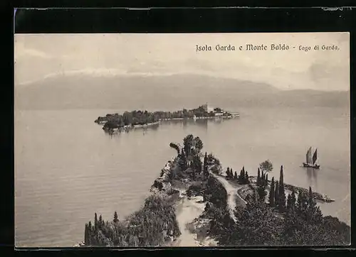 AK Isola Garda, die Insel gegen den Monte Baldo
