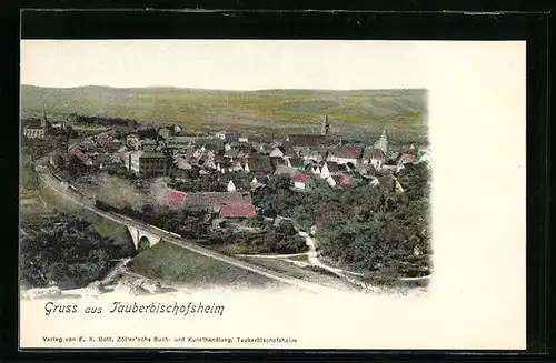 AK Tauberbischofsheim, Ortsansicht mit Umgebung aus der Vogelschau