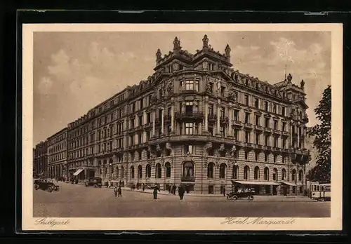 AK Stuttgart, Hotel Marquardt mit Strasse