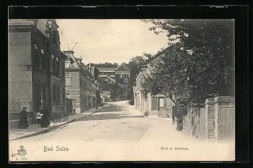 AK Bad Sulza, Strassenpartie mit Blick aufs Kurhaus