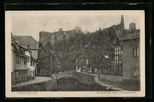 AK Münstereifel, Burgruine und Entenmarkt
