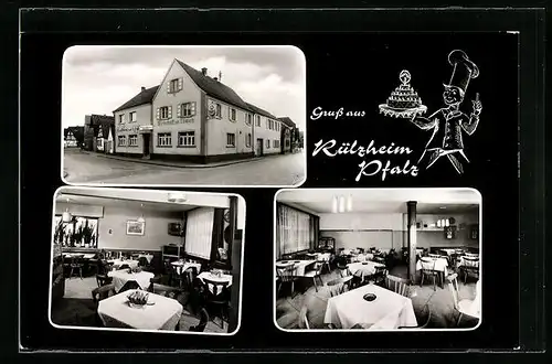 AK Rülzheim /Pfalz, Cafe-Restaurant zum Löwen, Mittlere Ortsstrasse 125