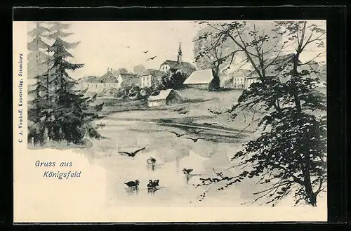 AK Königsfeld, Gebäude am Ortrand