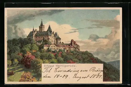 Künstler-AK Wernigerode, Schloss Wernigerode