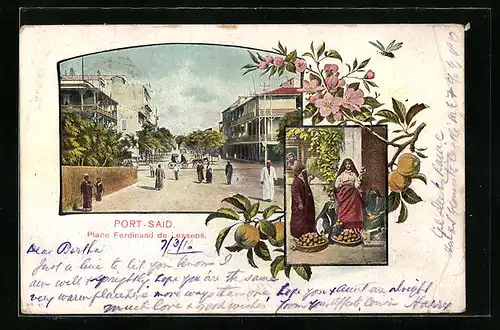 AK Port-Said, Place Ferdinand de Lesseps