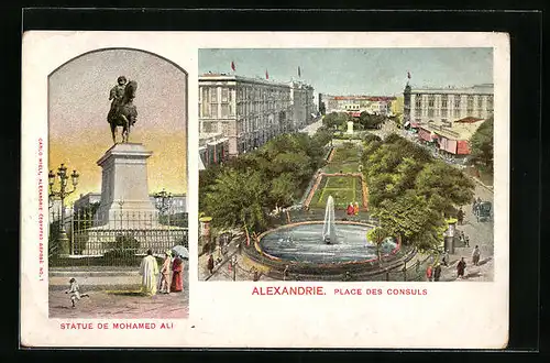 AK Alexandrie, Place des Consuls, Statue de Mohamed Ali