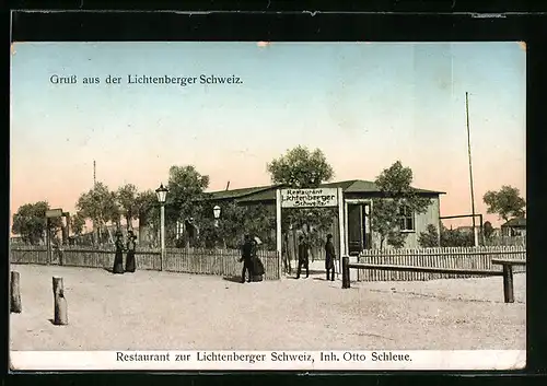 AK Berlin, Restaurant zur Lichtenberger Schweiz von Otto Schleue