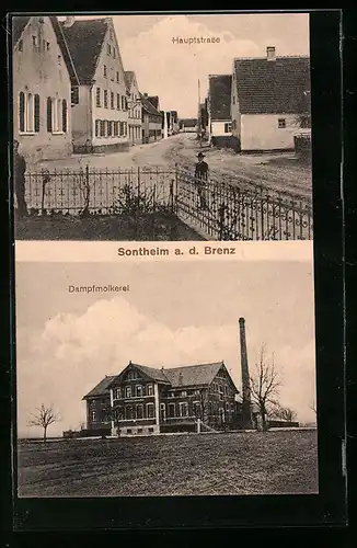 AK Sontheim a. d. Brenz, Dampfmolkerei, Blick in die Hauptstrasse